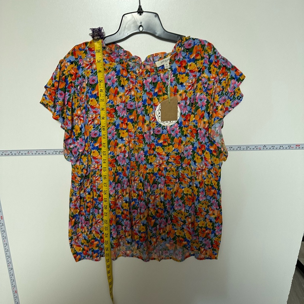 Umgee Yellow and Orange Ruffled Blouse